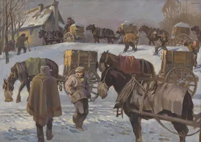Последние каретчики при уборке снега by Карл Александр Вилке, 1943-1944 — digital art print download
