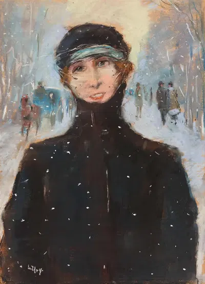 Дама в снегу by Лессер Ури, 1919 — digital art print download