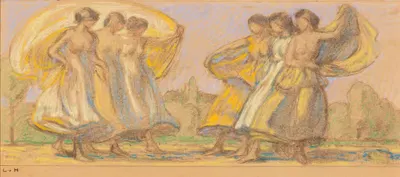 Танцующие женщины by Людвиг фон Хофман, 1900 — digital art print download