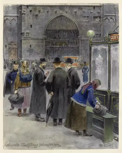 Галицийские беженцы [Стефансплац] by Мориц Ледели, 1914-1915 — digital art print download