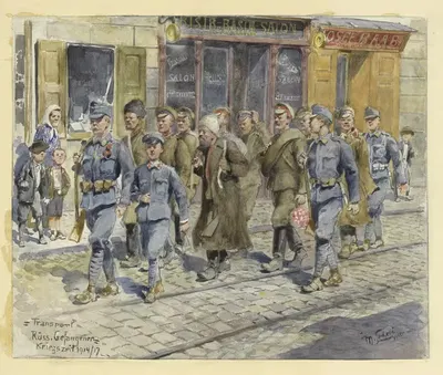 Транспорт российских пленников, военное время 1914-1917 by Мориц Ледели, 1917 — digital art print download