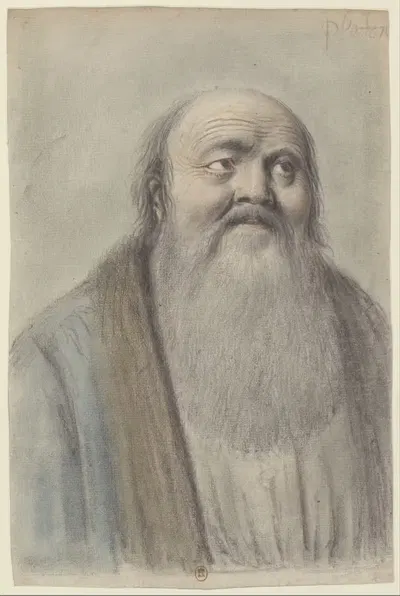 Платон, вид спереди, голова слегка поднята, глаза подняты к небу by Николас Ланьо — digital art print download