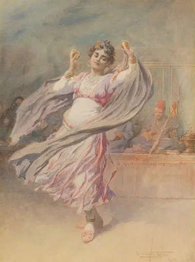 Восточная танцовщица с музыкантами by Роберт Талбот Келли, 1907 — digital art print download