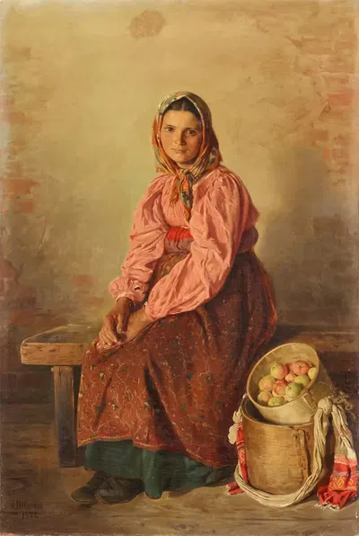Молодой фермер с корзиной яблок by Владимир Егорович Маковский, 1872 — digital art print download