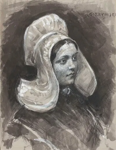 Бретонка, этюд by Александр Гиерминьский, 1884 — digital art print download