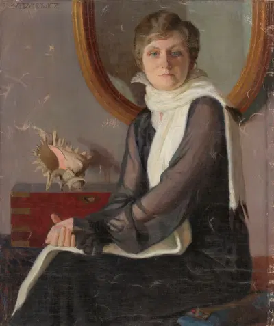Портрет сидящей женщины by Эдвард Бутрымович, 1915 — digital art print download