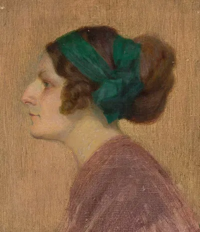 Портрет женщины в зеленом шалеве by Эдвард Бутрымович, 1915 — digital art print download