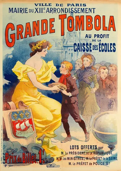 Ville De Paris Mairie Du Xiie. Arrondissement Grande Tombola Au Profit De La Caisse Des Ecoles by Lucien Lefèvre, 1895 —…