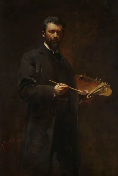 Автопортрет с палитрой by Францишек Жмурко, 1895 — digital art print download