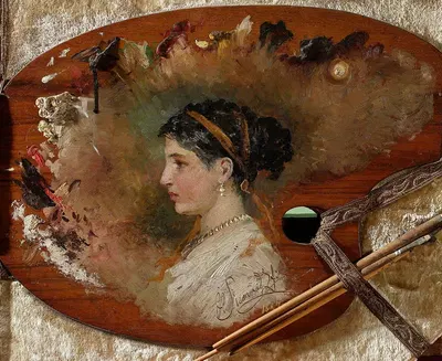 Женский портрет на палитре художника by Генрик Симирядзкий, 1887 — digital art print download