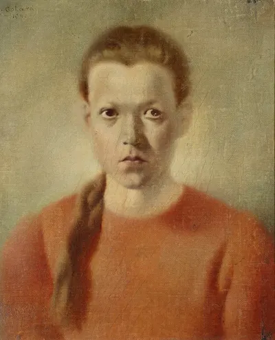 Портрет маленькой девочки с косичкой by Ян Готард, 1940 — digital art print download