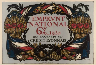 Emprunt national. On souscrit au Crédit Lyonnais by Виктор Меню, 1920 — digital art print download