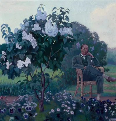 Portrait of a man in the garden by Stanisław Szygell, 1922 — digital art print download