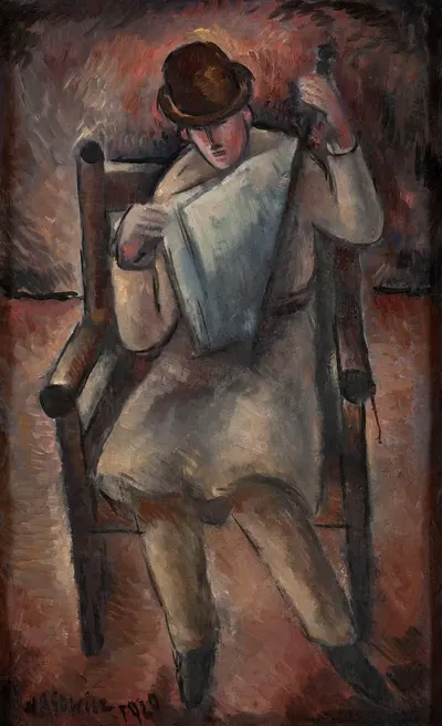 Мужчина, читающий газету by Вацлав Вансович, 1920 — digital art print download