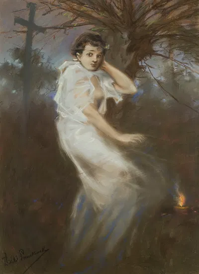 День всех душ. Час призраков by Витольд Пшужковский, 1888 — digital art print download