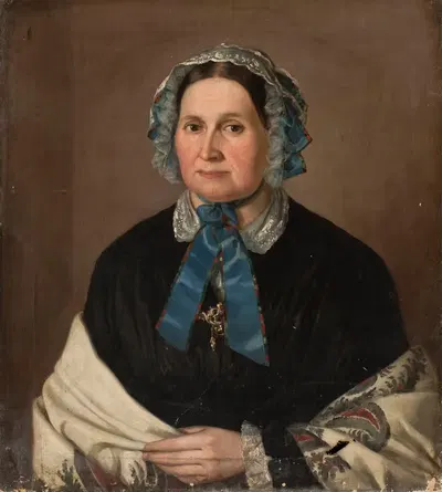 Портрет женщины в чепце by Антоний Коласиньский, 1858 — digital art print download