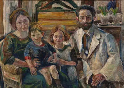 Портрет критика искусства Хакона (Генрика Кохна) с семьей by Генрик Глиценштейн, 1912 — digital art print download
