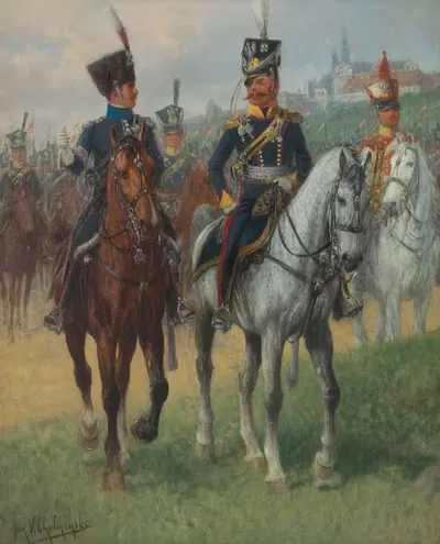 Адъютант генерал-лейтенанта, полковник и трубач 7-го уланского полка by Ян Хелминьский — digital art print download