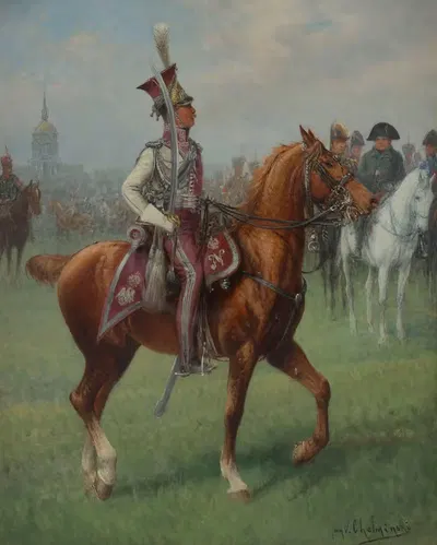 Офицер легкого кавалерийского полка гвардии в парадной форме by Ян Хелминьский — digital art print download