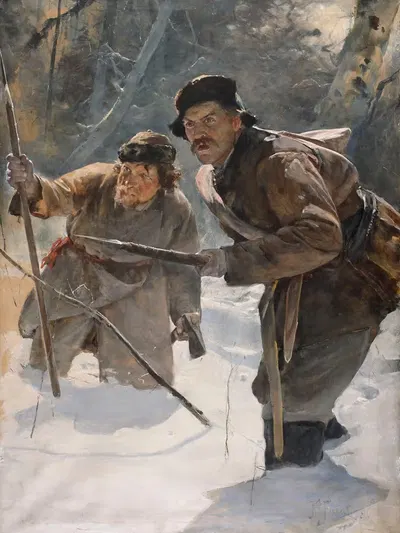 Копейщики by Юлиан Фалат, 1890 — digital art print download