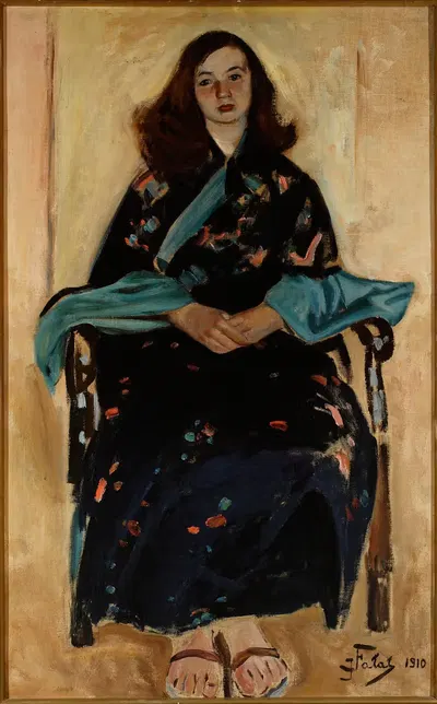 Женщина в кимоно by Юлиан Фалат, 1910 — digital art print download