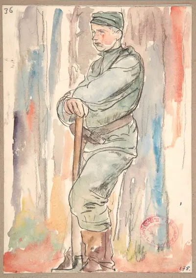 Солдат Польских легионов при копании окопов by Леопольд Готлиб, 1916 — digital art print download