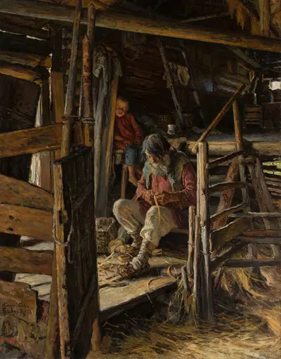 Интерьер крестьянского домика by Николай Богданов-Бельский, 1908 — digital art print download