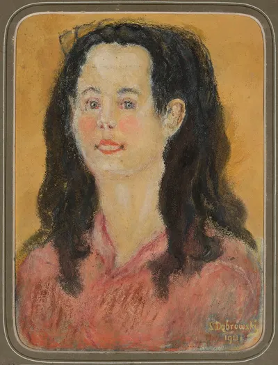 Study (Portrait of a young woman) by Stanisław Dąbrowski, 1913 — digital art print download
