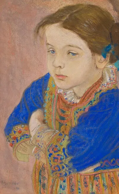 Young girl in folk costume by Stanisław Wyspiański, 1901 — digital art print download
