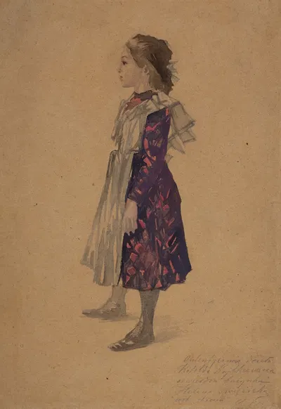 Study of a standing girl by Witold Wojtkiewicz, 1903 — digital art print download