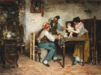 Первые шаги (Эль фио де мио фио) by Алессандро Милези, 1885 — digital art print download