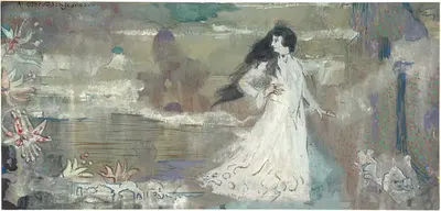 Молодая дама в белом платье by Алексис Меродака-Жано — digital art print download