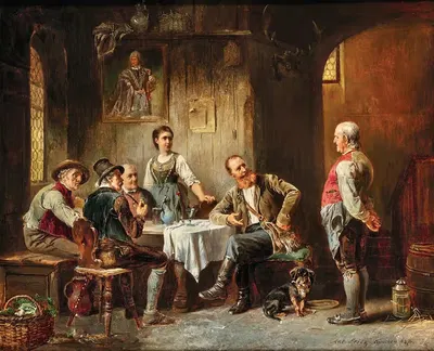 Охотники в таверне by Антон Зейтц, 1876 — digital art print download
