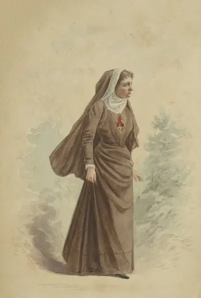 Jean Davenport Lander as Hester Prynne in the play The Scarlet Letter by Conrad A. Müller, 1870 - 1897 — digital art print…