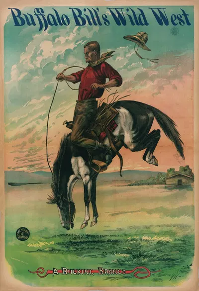 Buffalo Bill's Wild West A Bucking Bronco by Calhoun Printing Co, 1889 — digital art print download