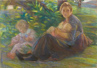 Mutter mit zwei Kindern by Dora Hitz — digital art print download