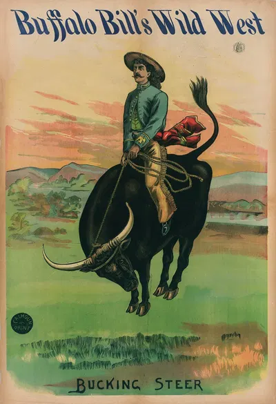 Buffalo Bill's Wild West Bucking Steer by Calhoun Printing Co, 1889 — digital art print download