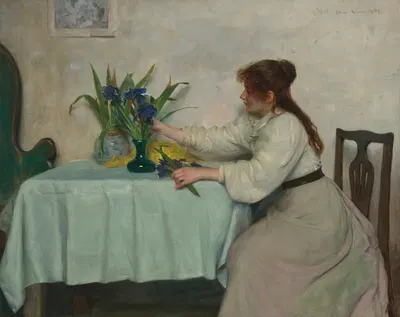 Arranging the Irises by Edwin Harris, 1897 — digital art print download