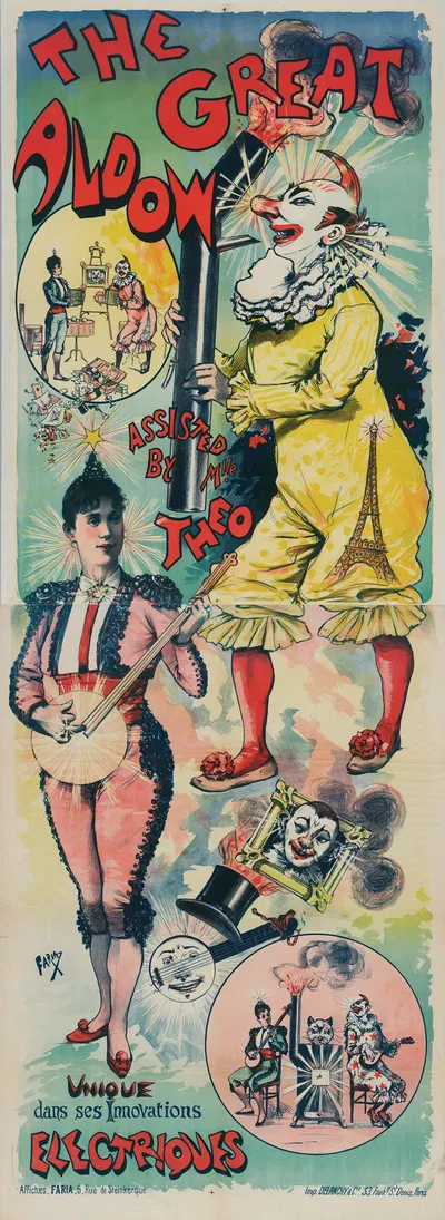 The Great Aldow Assisted By Mlle Theo Unique Dans Ses Innovations Electriques by Cândido de Faria, 1880-1890 — digital art…