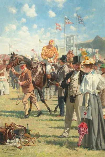 In the paddock or the winner by Hans Werner Schmidt, 1895 — digital art print download