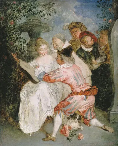 De verteller by Jean-Antoine Watteau, 1700-1721 — digital art print download
