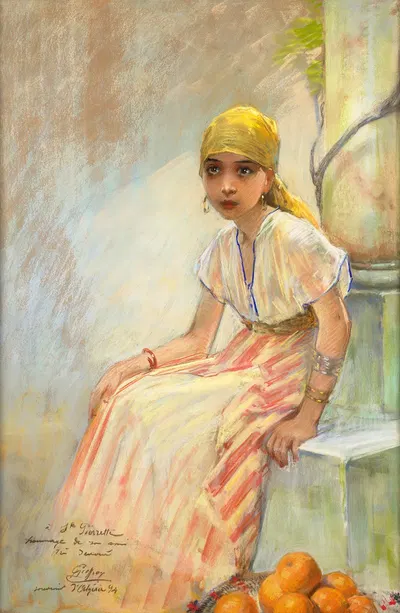 The oranges seller by Jean Geoffroy, 1894 — digital art print download