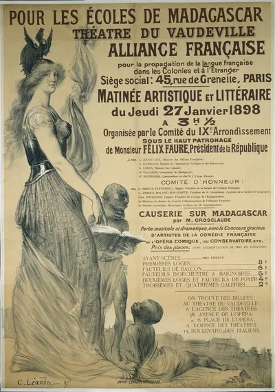 Pour Les Ecoles De Madagascar Theatre Du Vaudeville Alliance Francaise by Шарль-Люсьен Леандр, 1898 — digital art print…