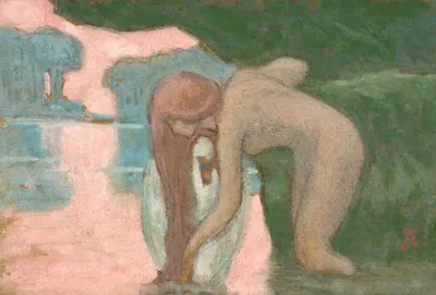 Woman with a swan by Jean-Francis Auburtin — digital art print download