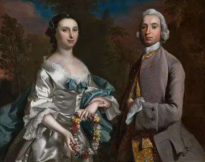 Портрет мистера Эдварда Прайса (род. 1723), Ганли и миссис Франсис Прайс, урождённой Эгертон, Трелидан by Джозеф Хаймур,…