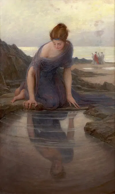 Женщина, смотрящаяся в воду by Лионель Ройер — digital art print download