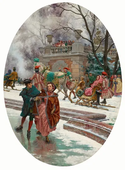 Катальщики (Зима) by Морис Лелоар, 1909 — digital art print download