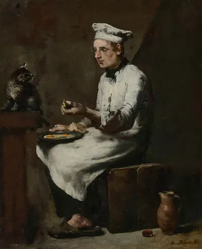 A cook eating his morning meal by Théodule Ribot, 1884 — digital art print download
