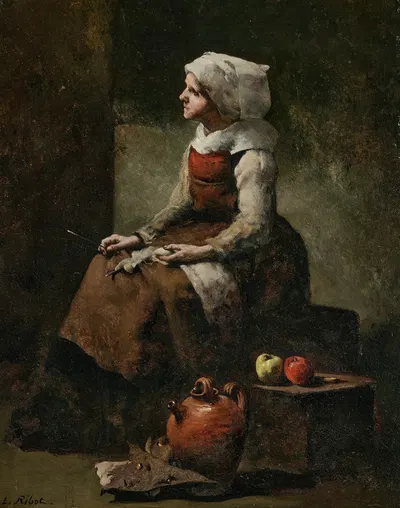 Knitter by Théodule Ribot — digital art print download