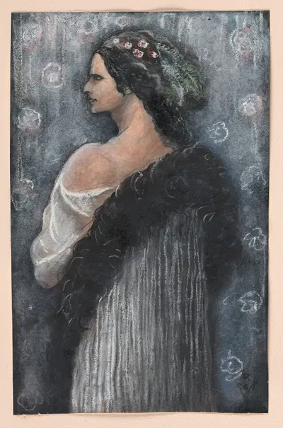 Женщина в меховом платке by Виктор Руссо, 1890 — digital art print download